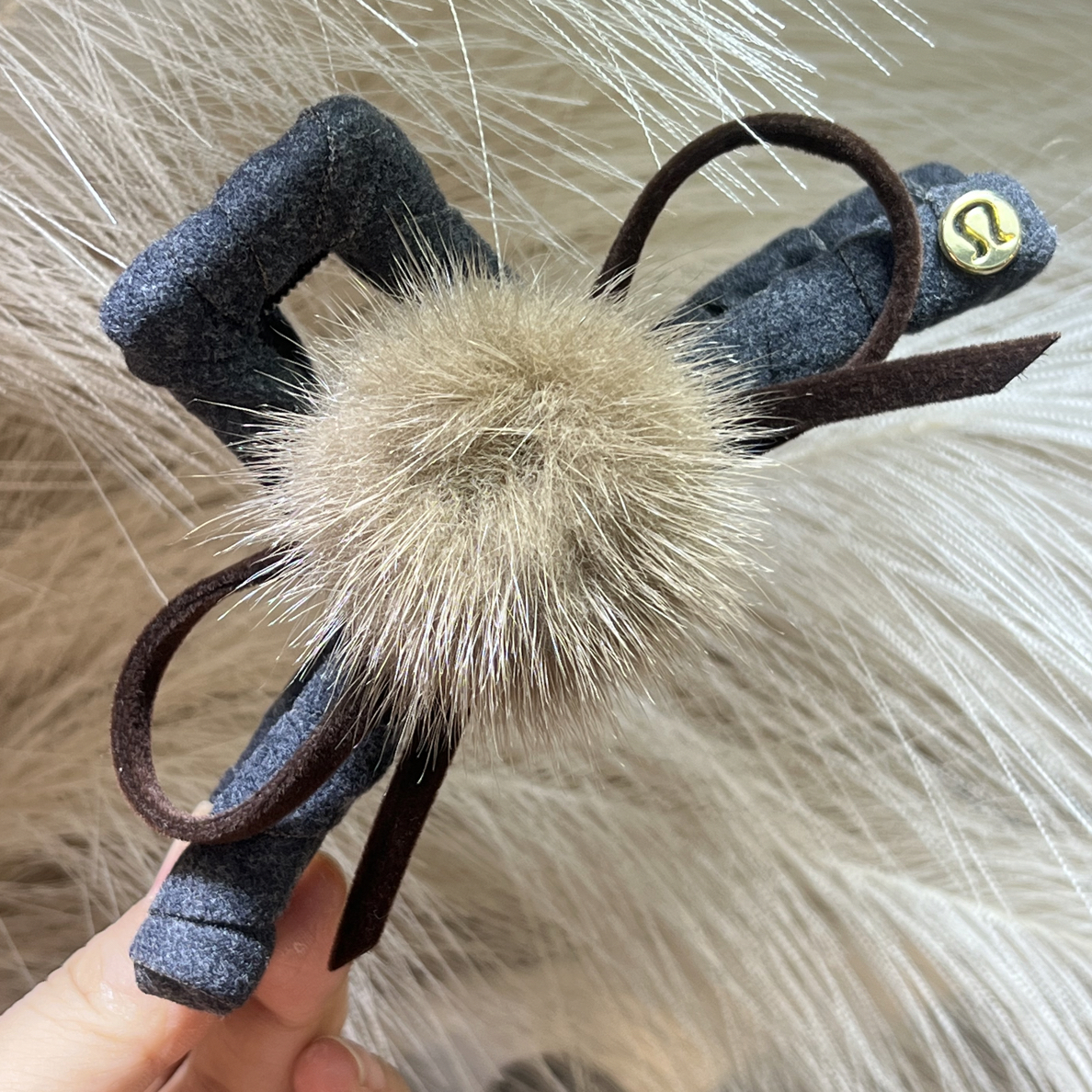 B23【13cm水毛格雷系灰抓夹】泡菜韩版秋冬毛毛抓夹