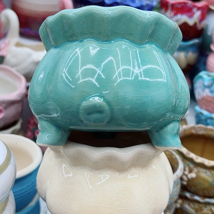 多肉绿植陶瓷花盆9.9包邮，有孔