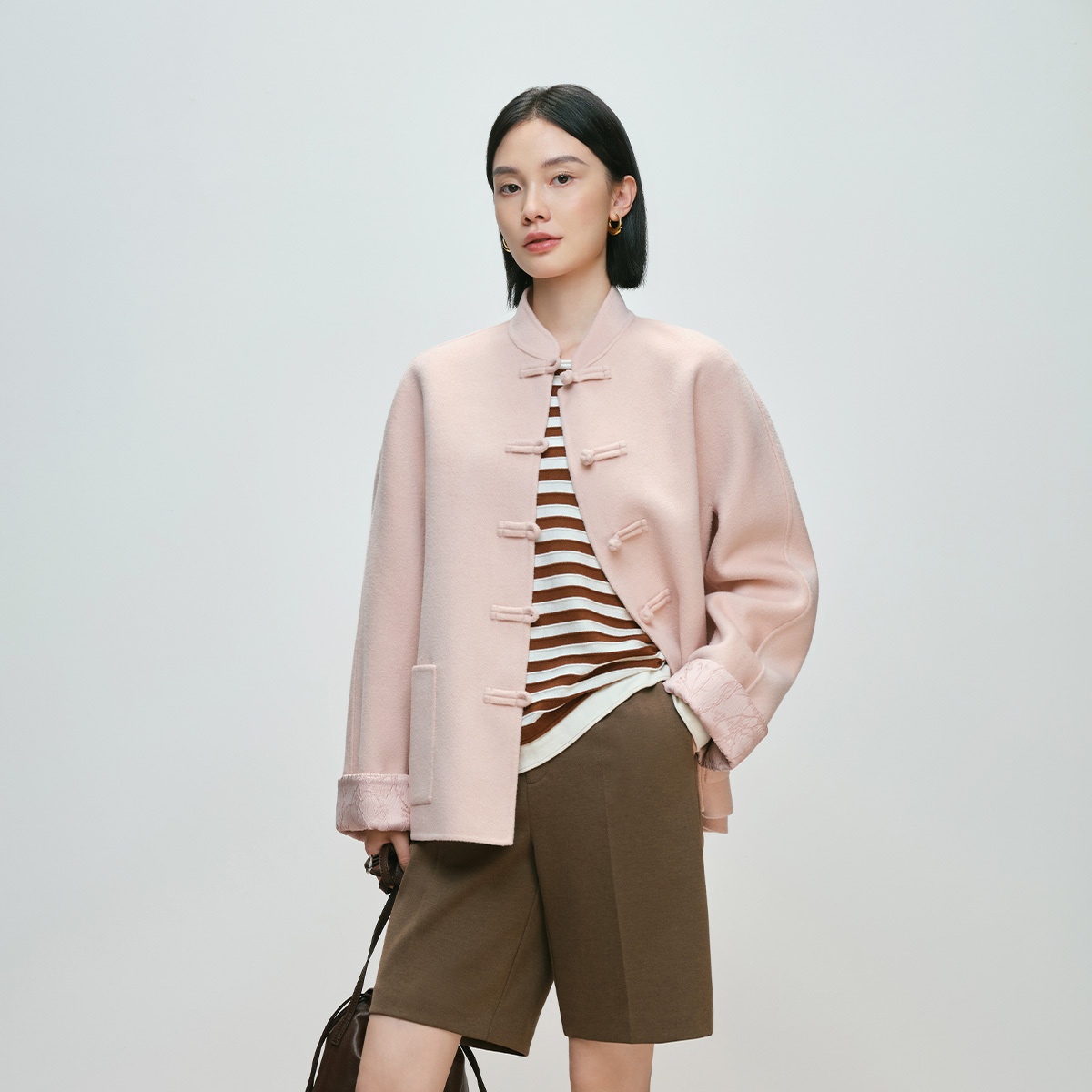 Naivee/纳薇【CC专属】25冬新款新中式双面呢大衣乳白色259220369