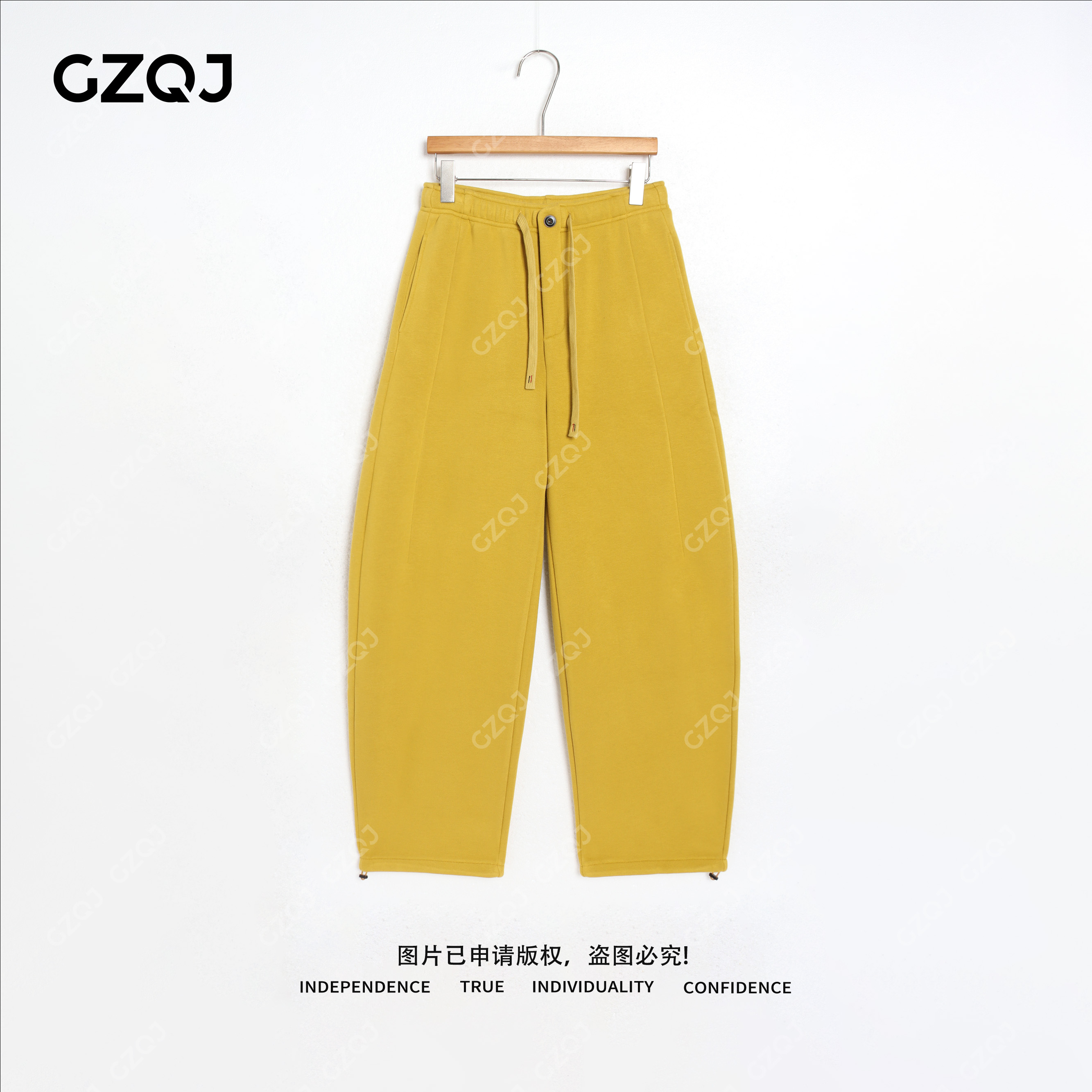 老琴私服【舒适遛弯】加绒微弹抽绳松紧腰百搭休闲卫裤子女冬 2561