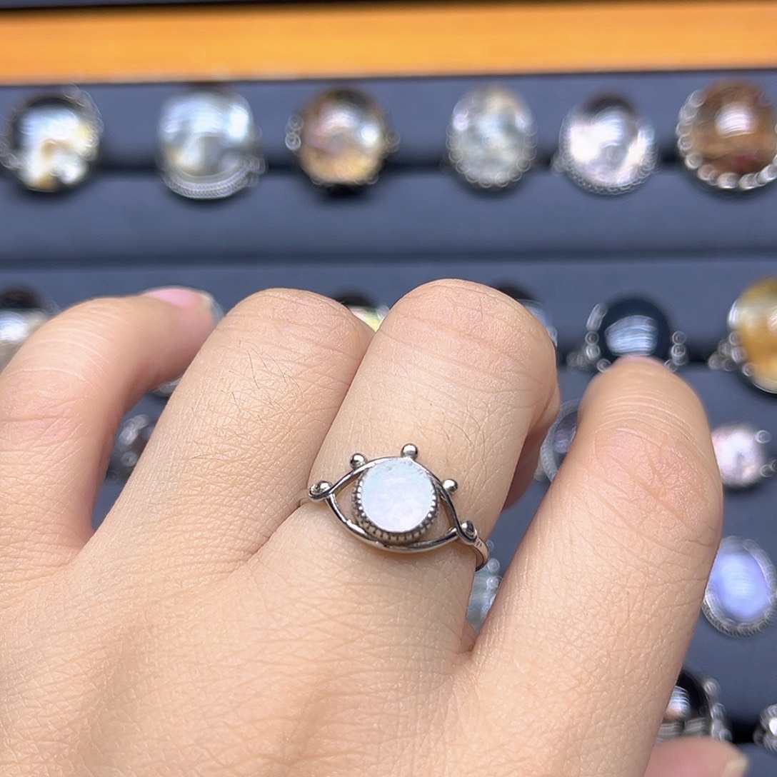 戒指水晶银S925镶嵌天然