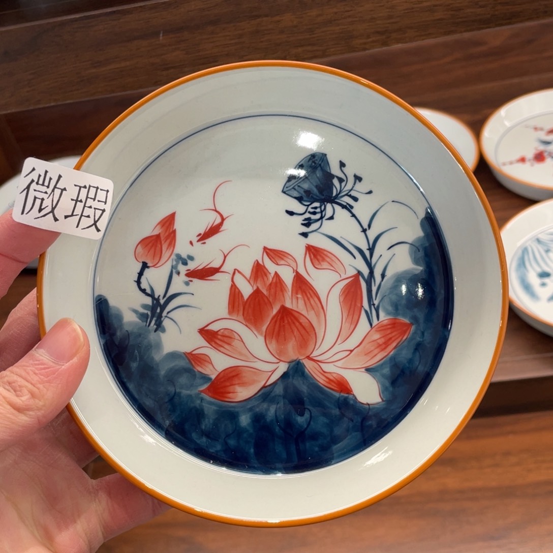 釉下手绘茶具微瑕