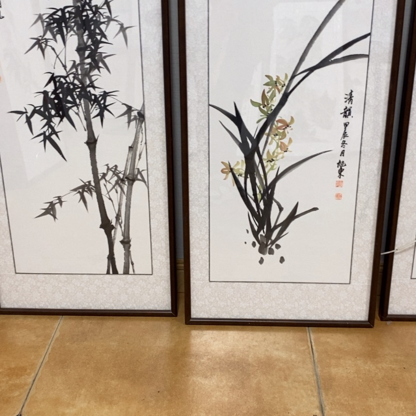 【闪购商品】国画手绘国画四条屏带框