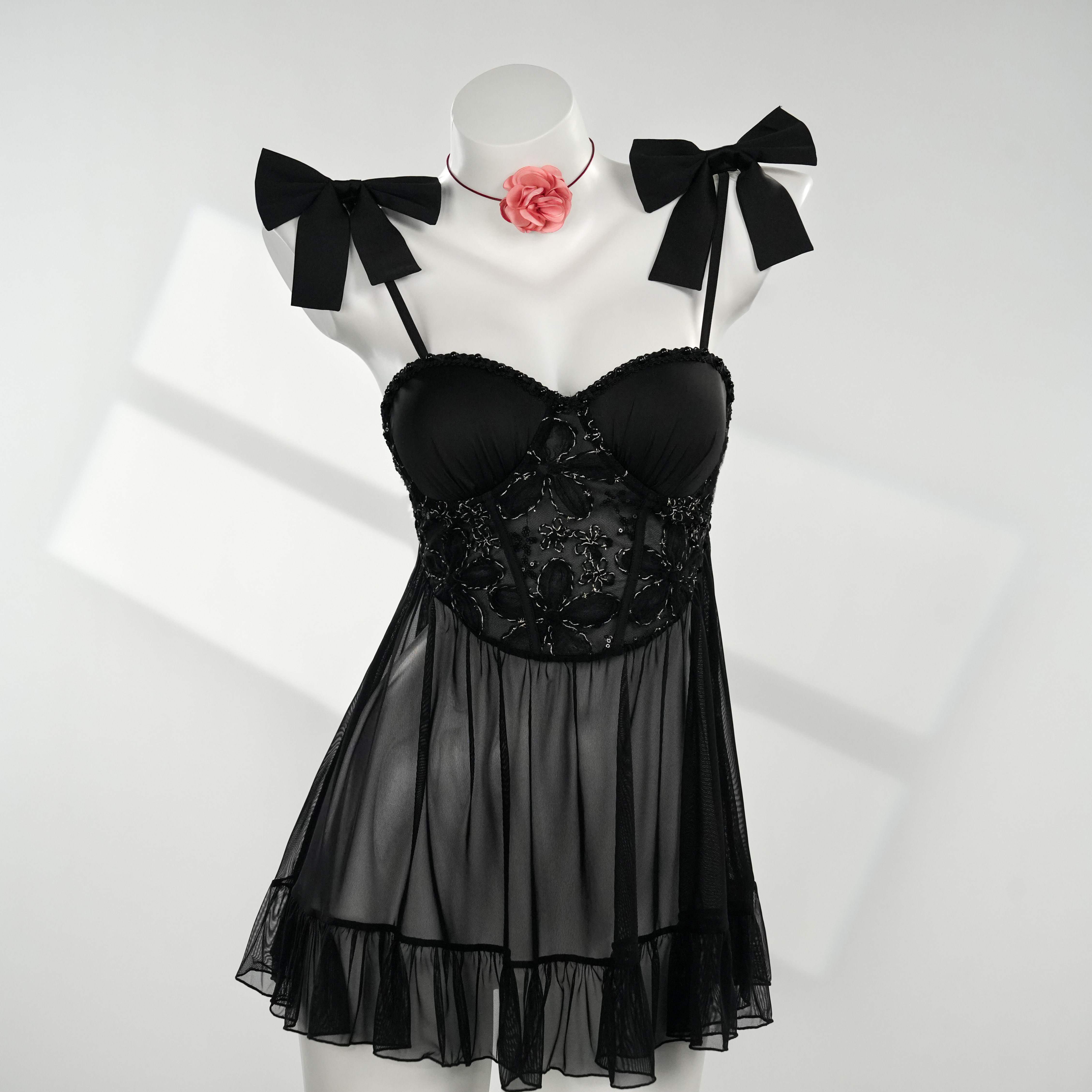 娇惯【90-220斤】轻奢纯欲风气质蕾丝显瘦法式镂空大码睡裙 A5502