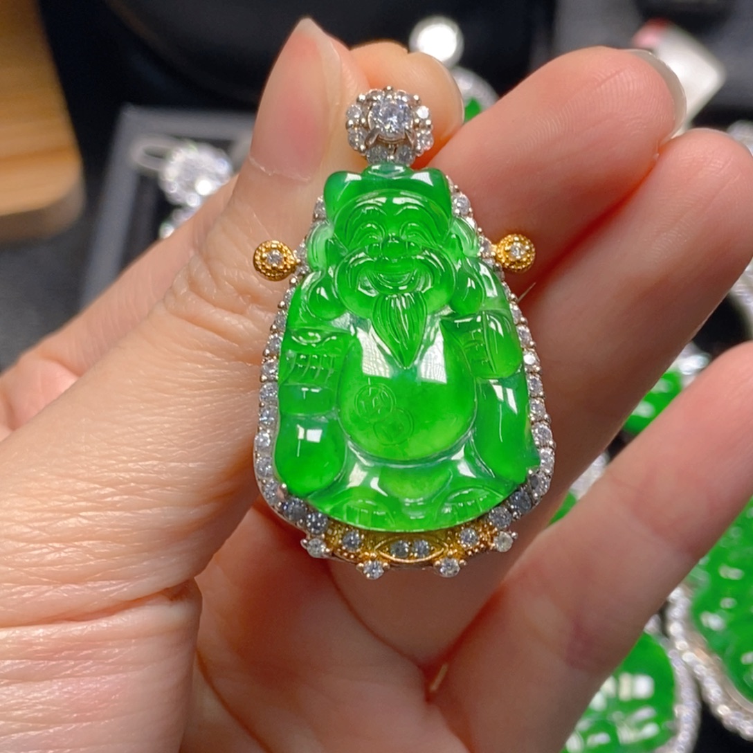 翡翠银S925镶嵌吊坠(不含链)