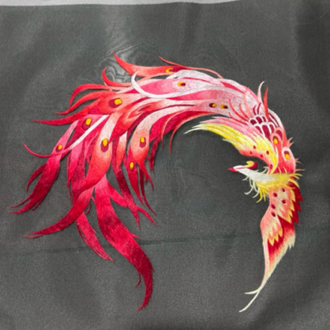 纯手工苏绣.双面绣凤凰布片