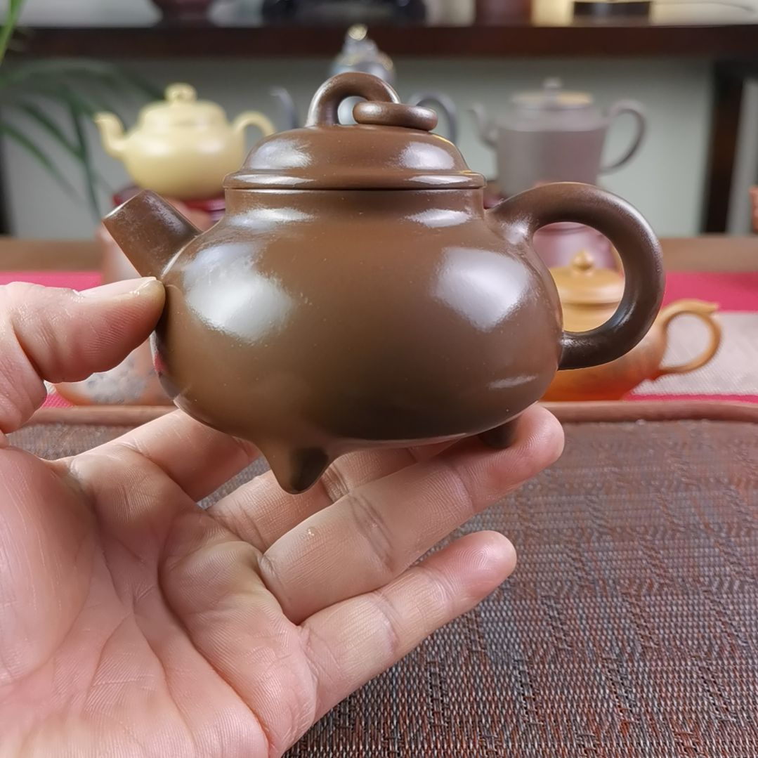 紫砂茶壶紫泥炮嘴单圈250CC国工