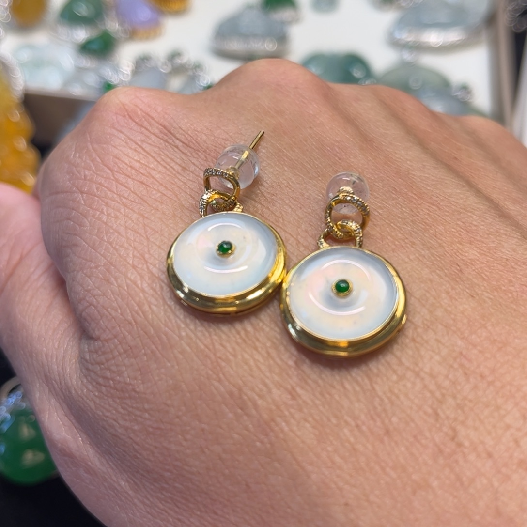 翡翠18K金镶嵌手链缅甸翡翠a货