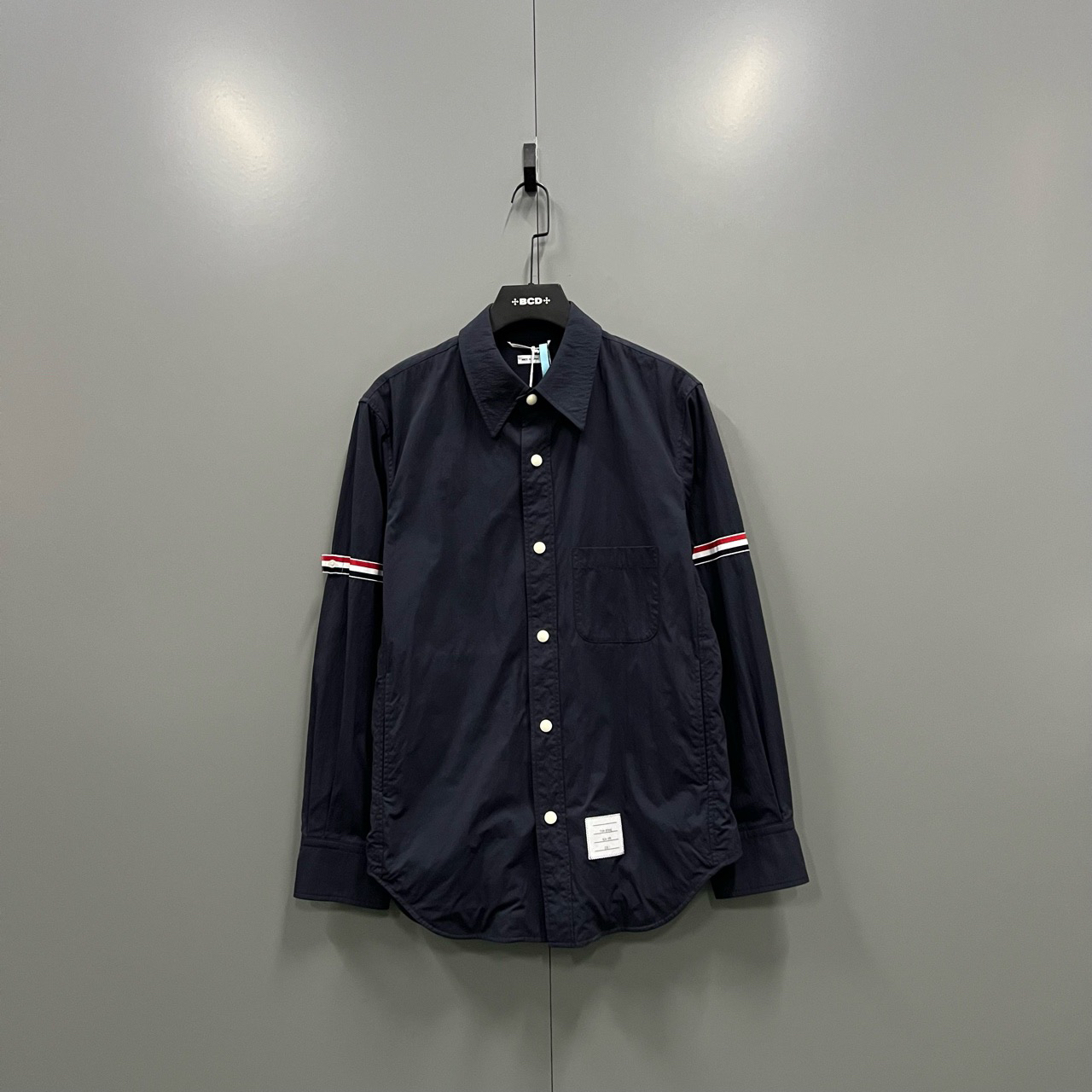 95新 THOMBROWNE (ll) TB 藏青色条纹夹克衬衫 1码/