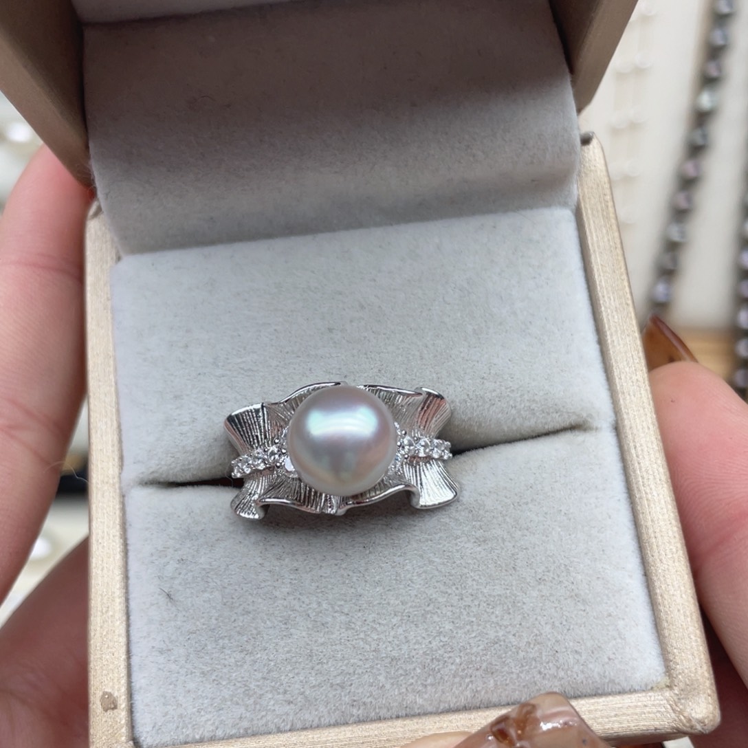 海水珍珠戒指银S925镶嵌