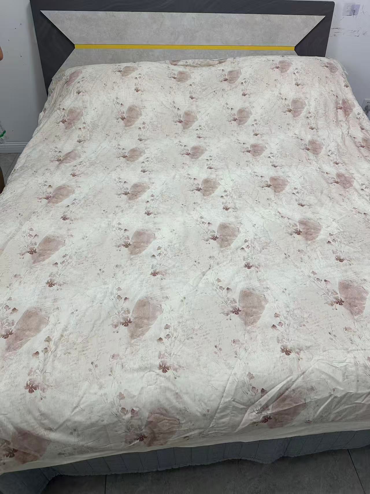 【燕子家】棉麻灰色印花夏凉被可水洗四季通用亲肤柔软舒适透气被子