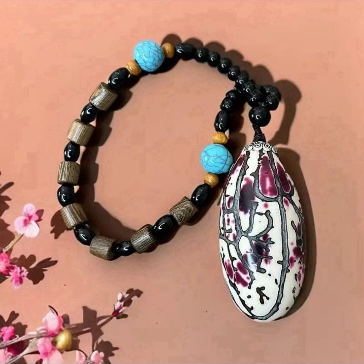 精选梅花创意果，踏雪寻梅风格菩提果挂件手把件