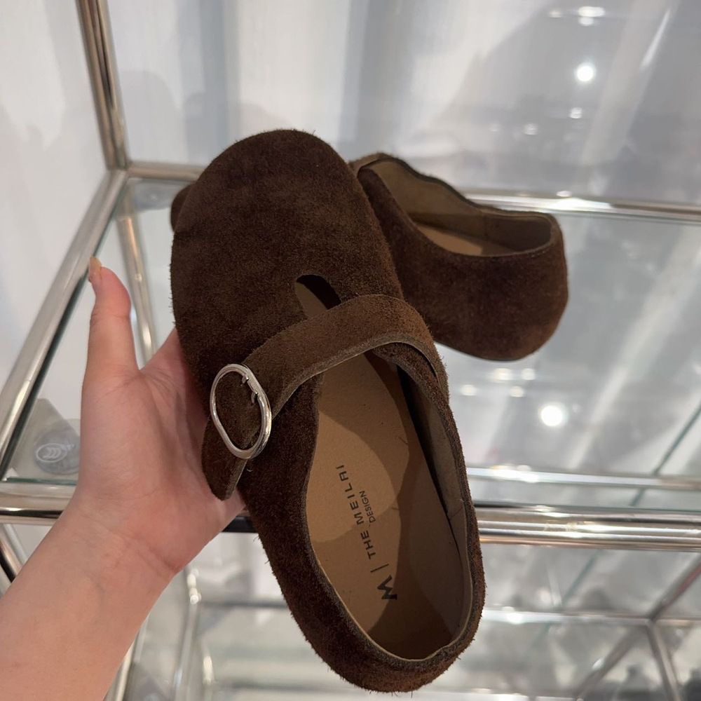 秋季新款复古圆头豆豆鞋磨砂奶奶鞋(跟高3.5cm）