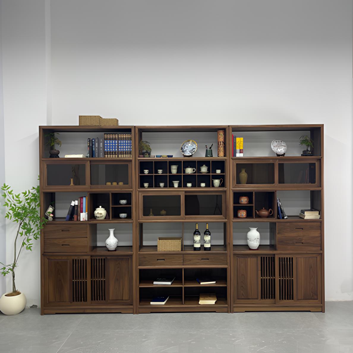 新中式博古架多宝阁实木书架办公室书柜组合茶叶展示柜茶室置物架