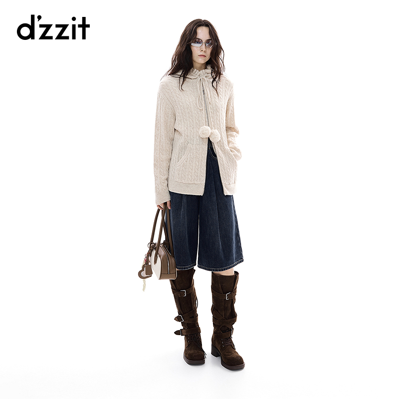 【商场同款新品】dzzit地素针织衫25冬绵羊毛混纺上衣女3J4E5111E