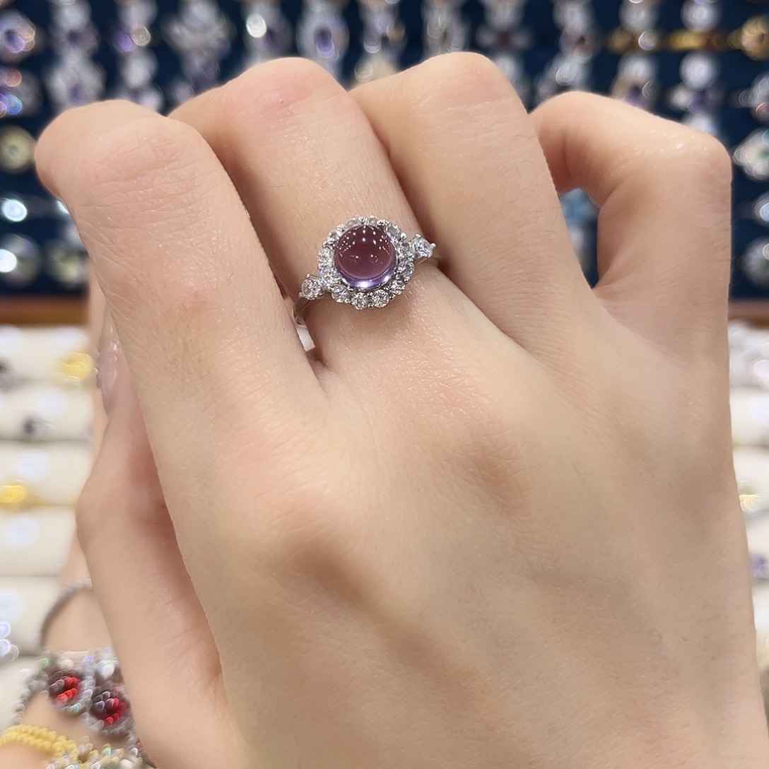紫晶女款银S925镶嵌戒指