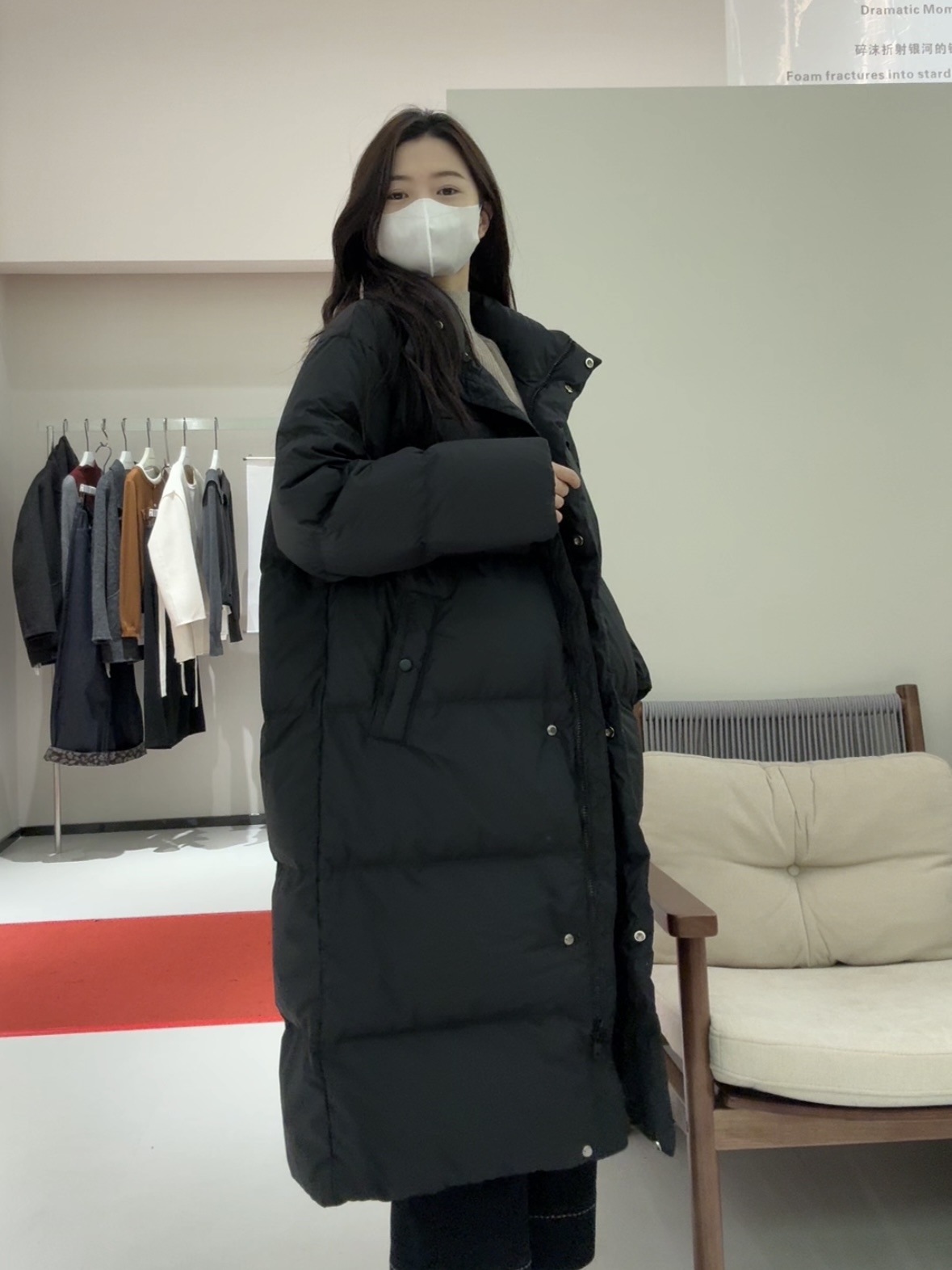 Sand&Foam/沙与沫长款厚拉链设计中长款百搭保暖连帽女装