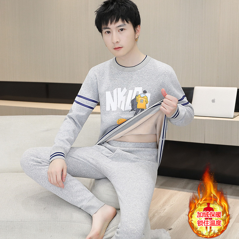 时尚加厚保暖内衣套装男学生保暖衣青少年加绒秋衣秋裤冬季棉毛衫