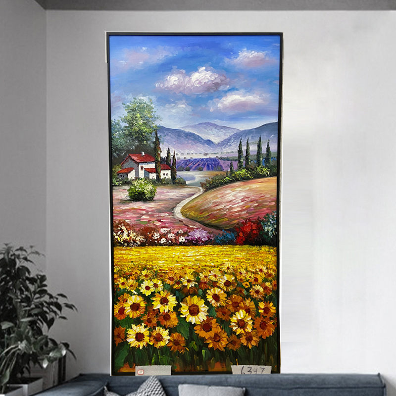 带框花海向日葵画芯尺寸160*80CM铝合金外框