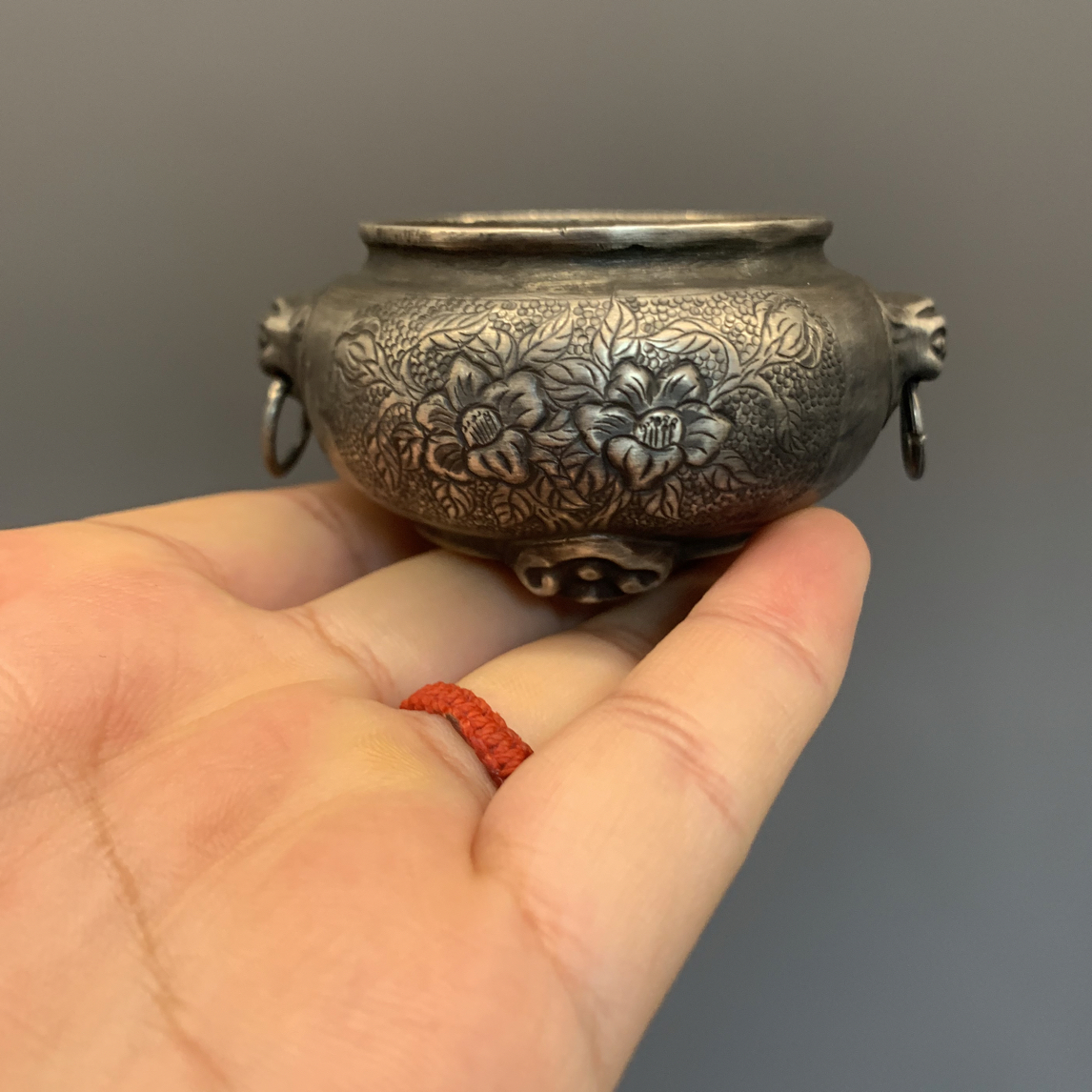 足银银制品 家居饰品 纯银聚宝盆手把件