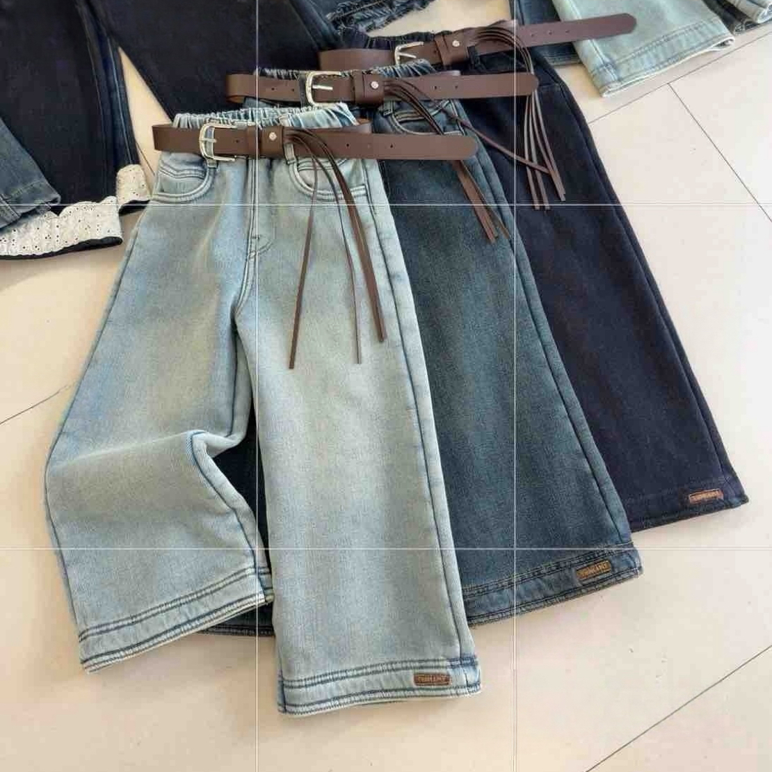 【原创设计品牌】xdd&kids 5330冬季女中童厚绒牛仔裤儿童加厚韩版