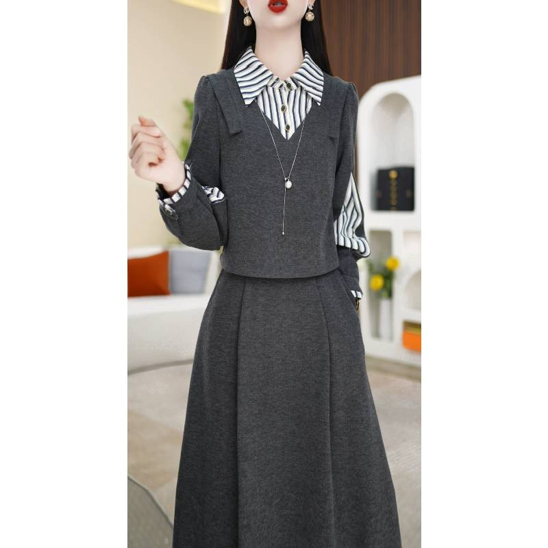 【连衣裙】设计感气质显瘦时尚简约通勤中长款长袖连衣裙M-4XL