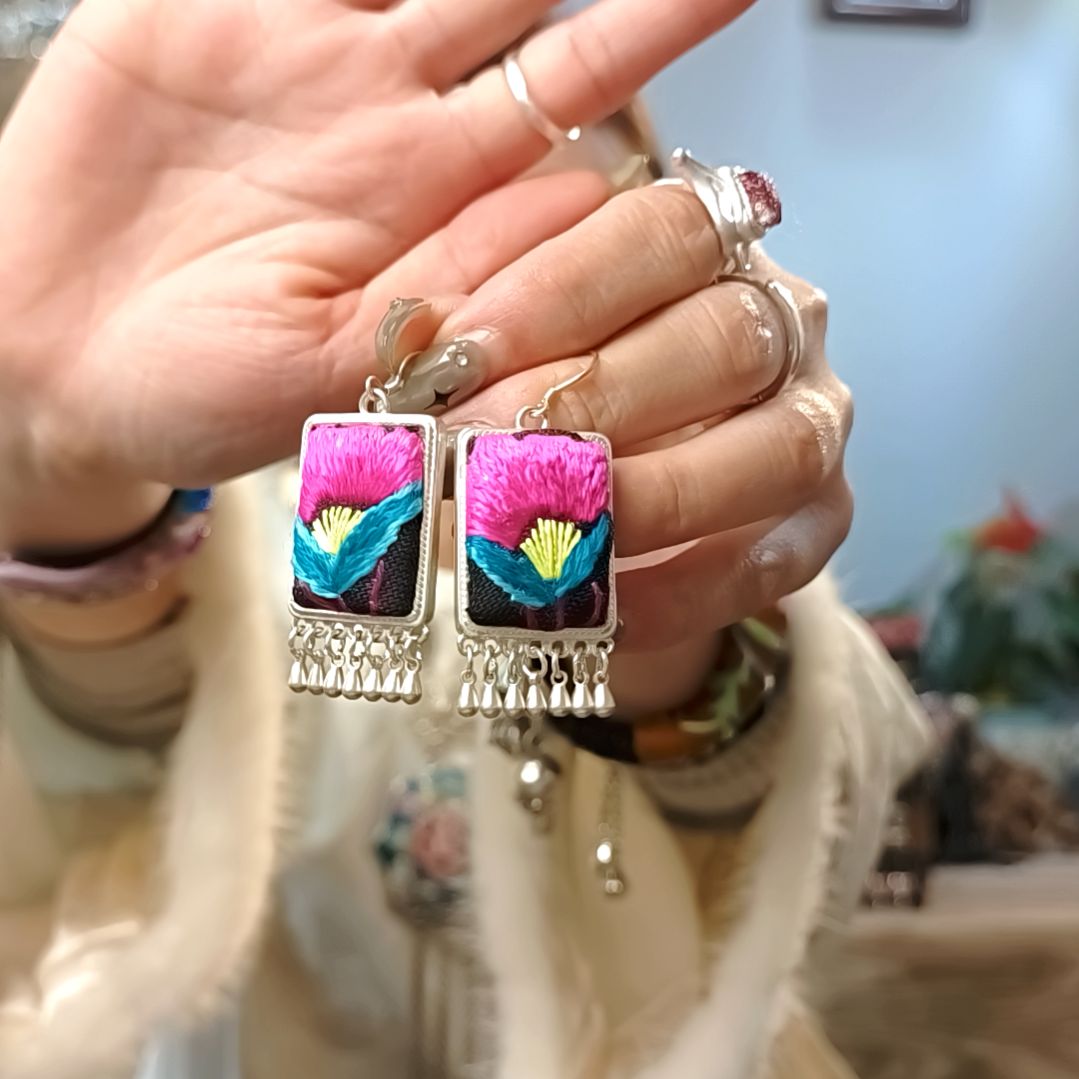 花岗石纯铜锡合金纯铜耳环耳饰