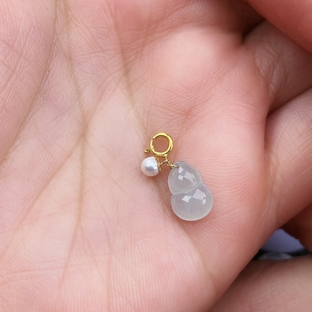 翡翠颈饰18K金镶嵌葫芦