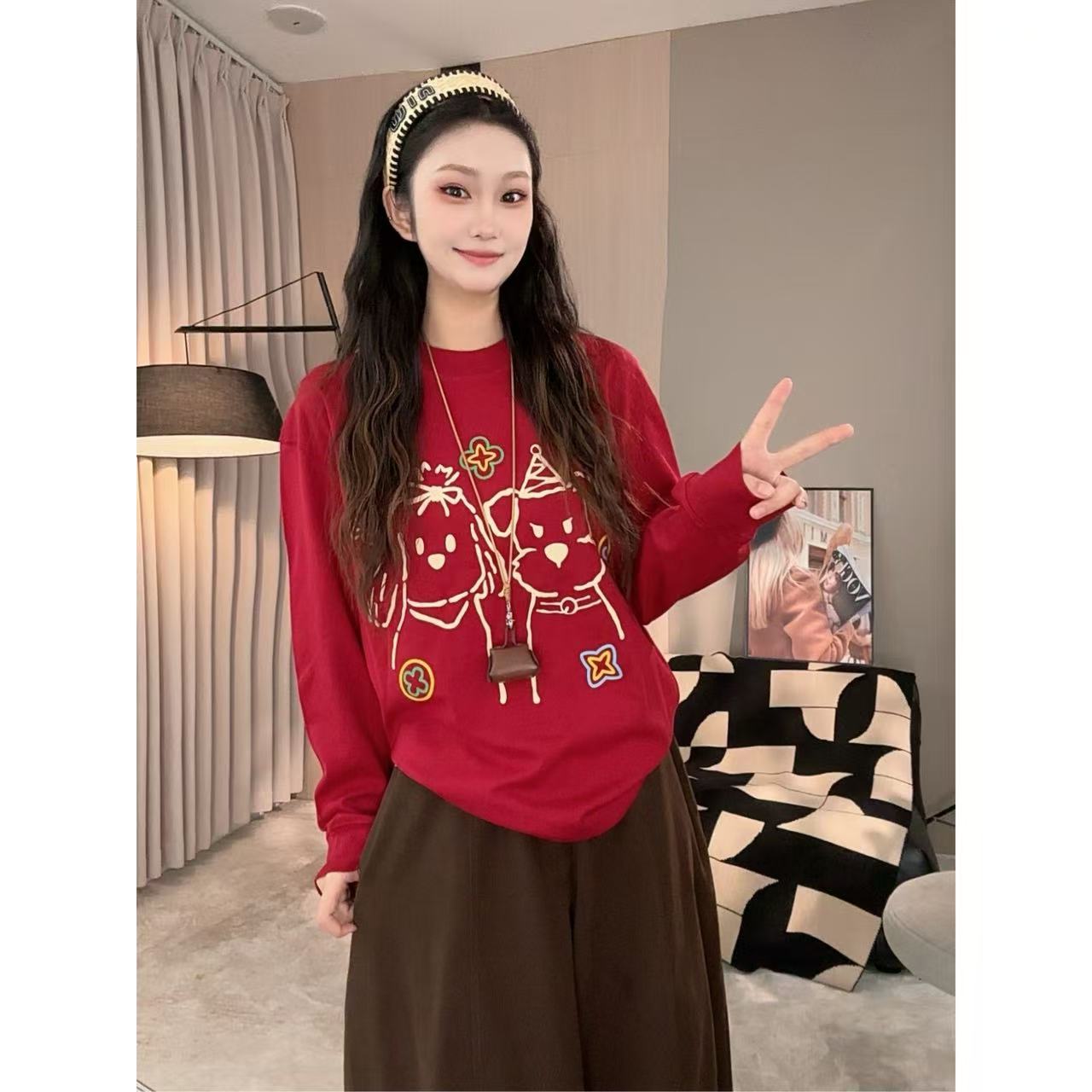 ANGEL HUE-秋冬「小狗闺蜜」高级设计感软糯打底衫内搭长袖10217