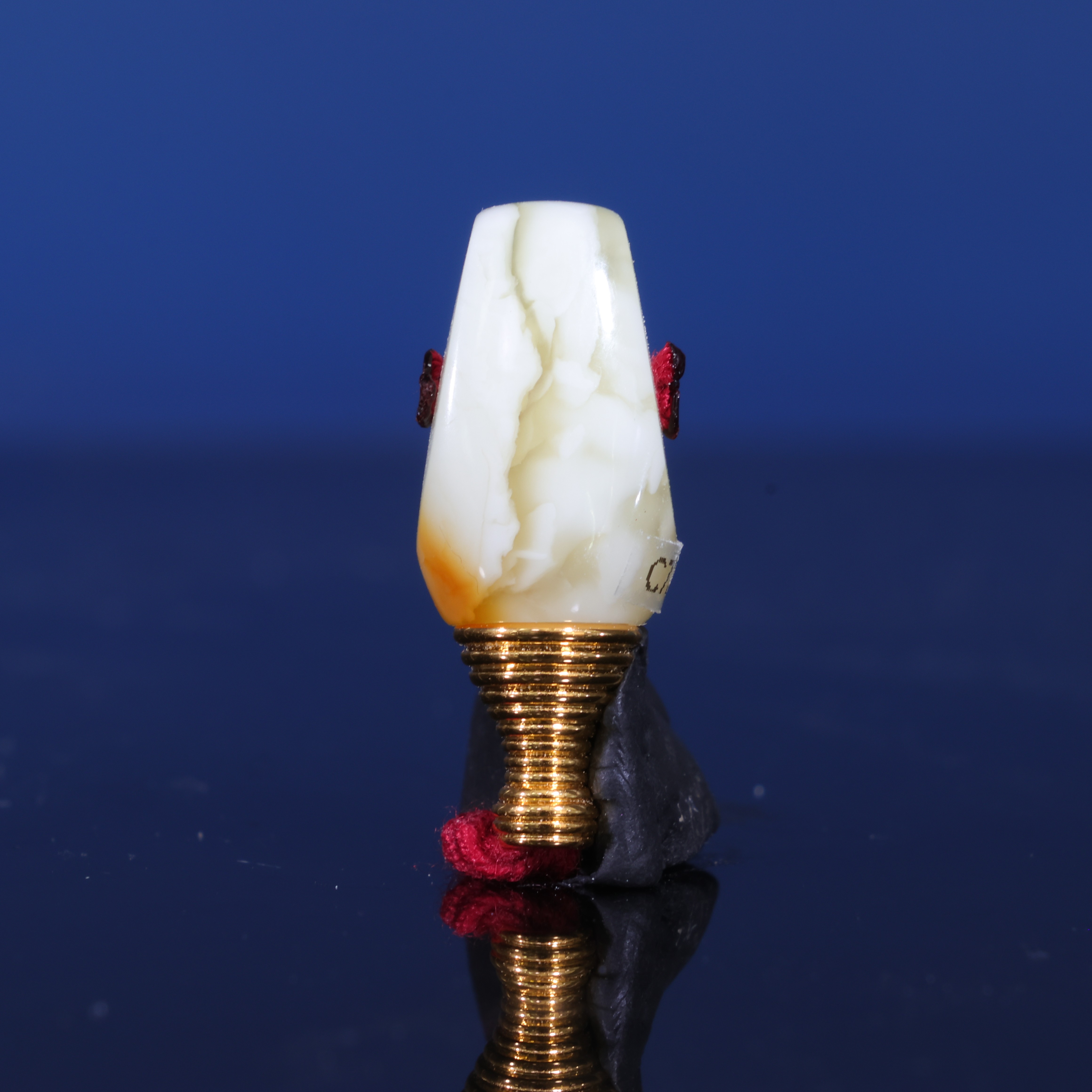 9m蜜蜡三通一物一图白蜡金白溶洞马蹄斜切分体佛头蜜蜡配饰C731