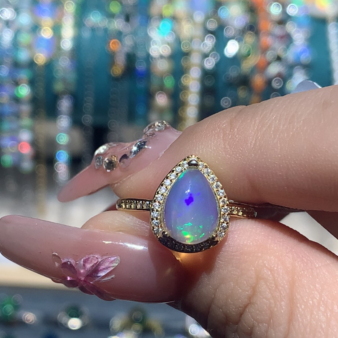 欧泊福利戒指银S925镶嵌