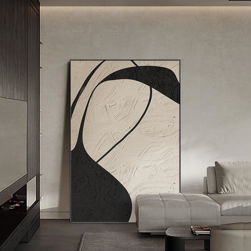 黑白抽象艺术装饰画高级简约客厅沙发背景墙挂画入户玄关走廊壁画