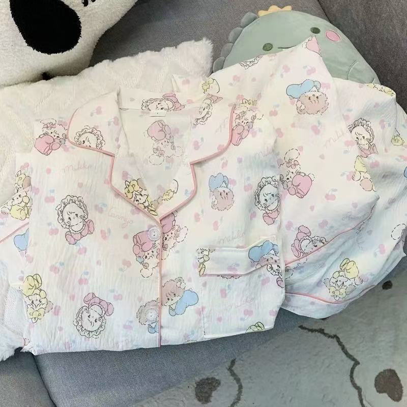 樱桃娃娃长袖长裤春秋款云朵棉长袖长裤女生卡通可爱风睡衣套装