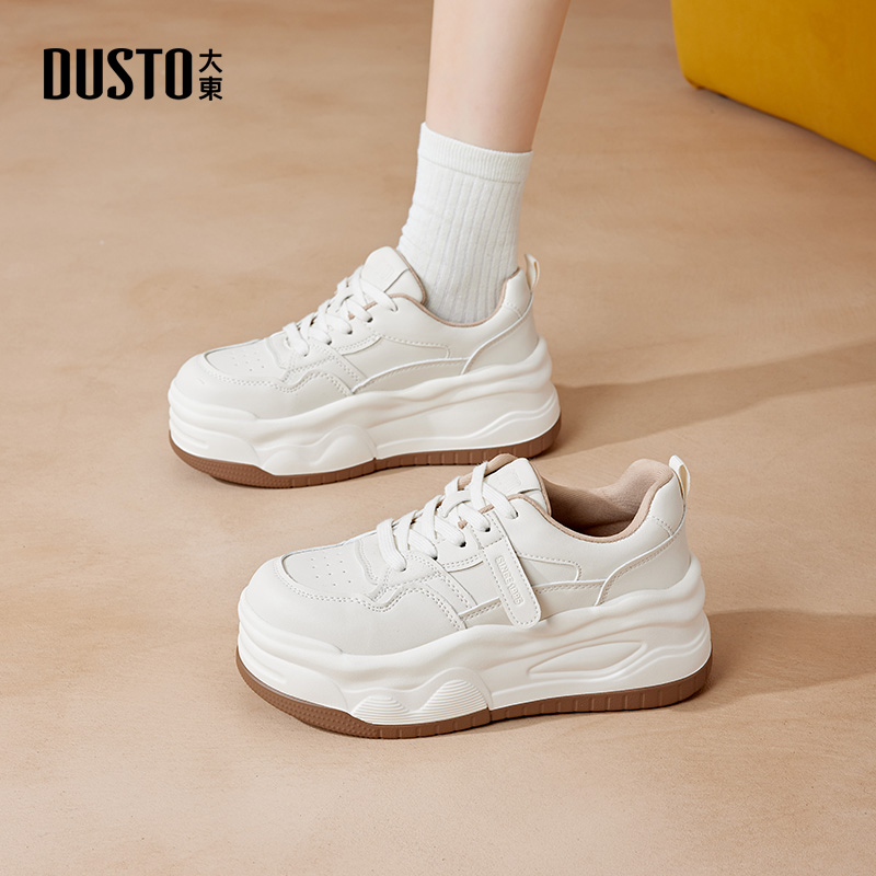 DUSTO/大东2025秋季新款爆款休闲鞋女厚底增高女鞋百搭小白鞋0678