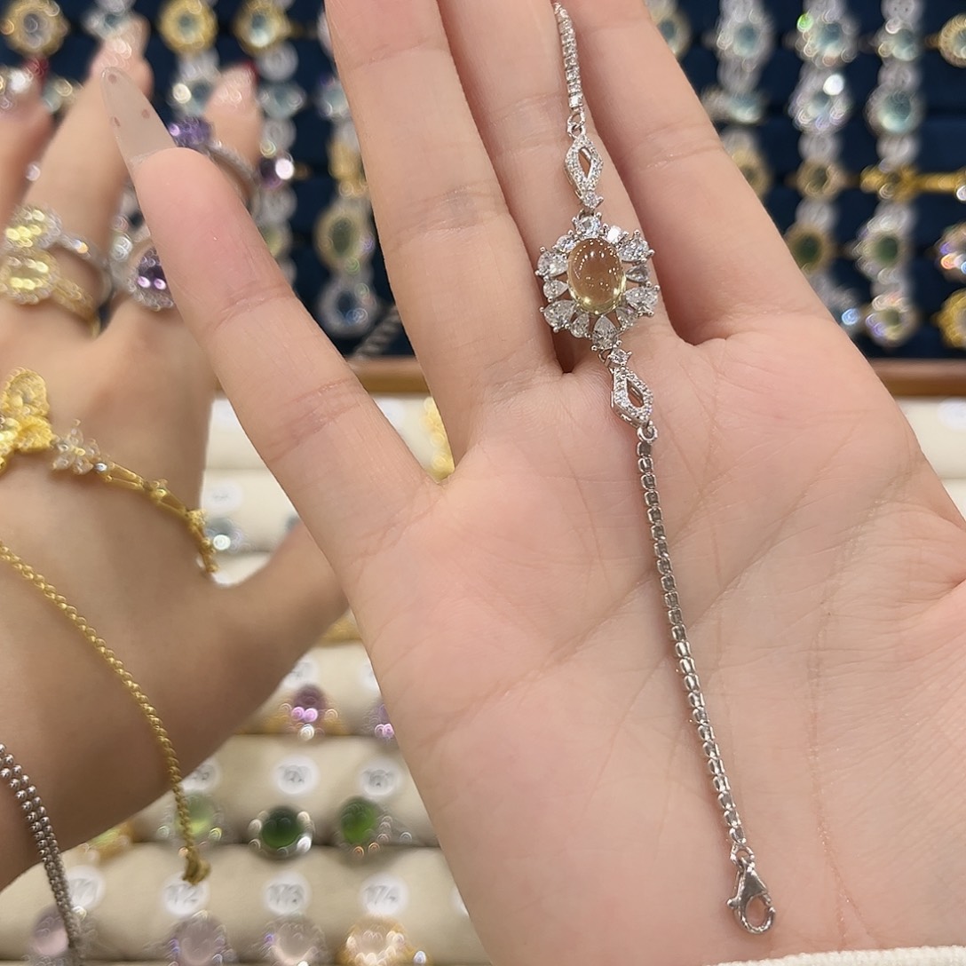 黄晶女款银S925镶嵌喔手链76