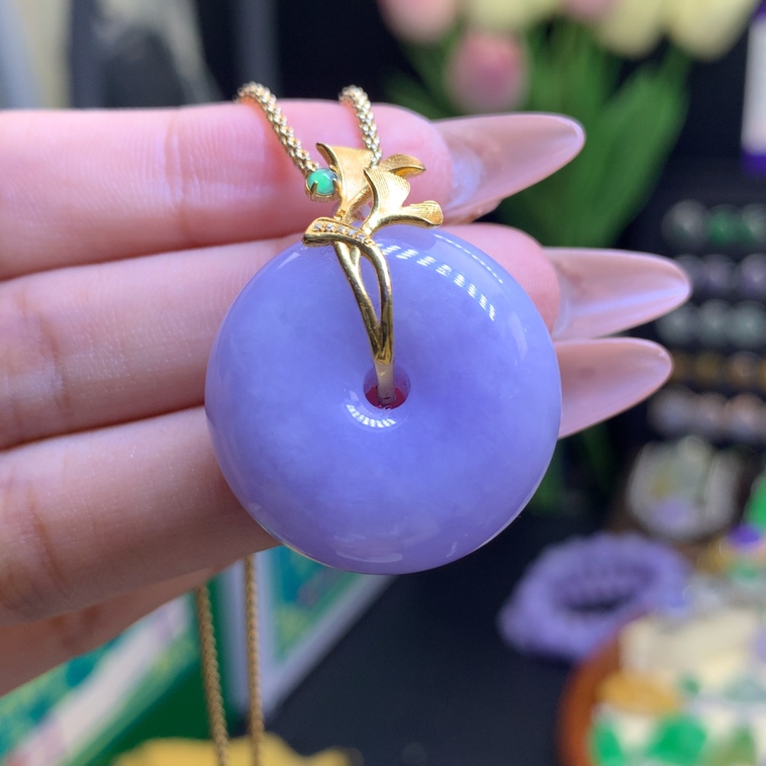 翡翠颈饰18K金镶嵌天然