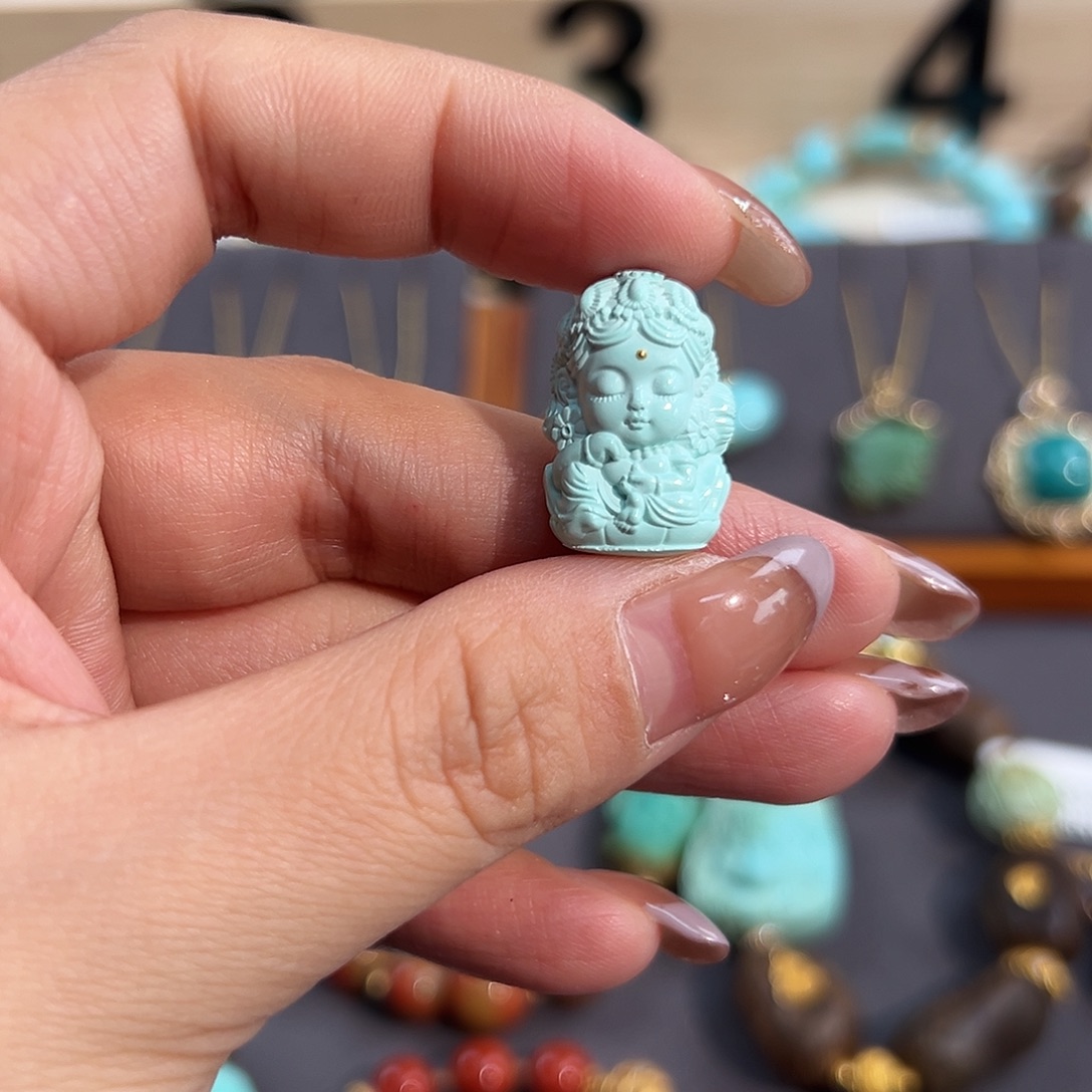 绿松石未镶嵌把件度母配饰