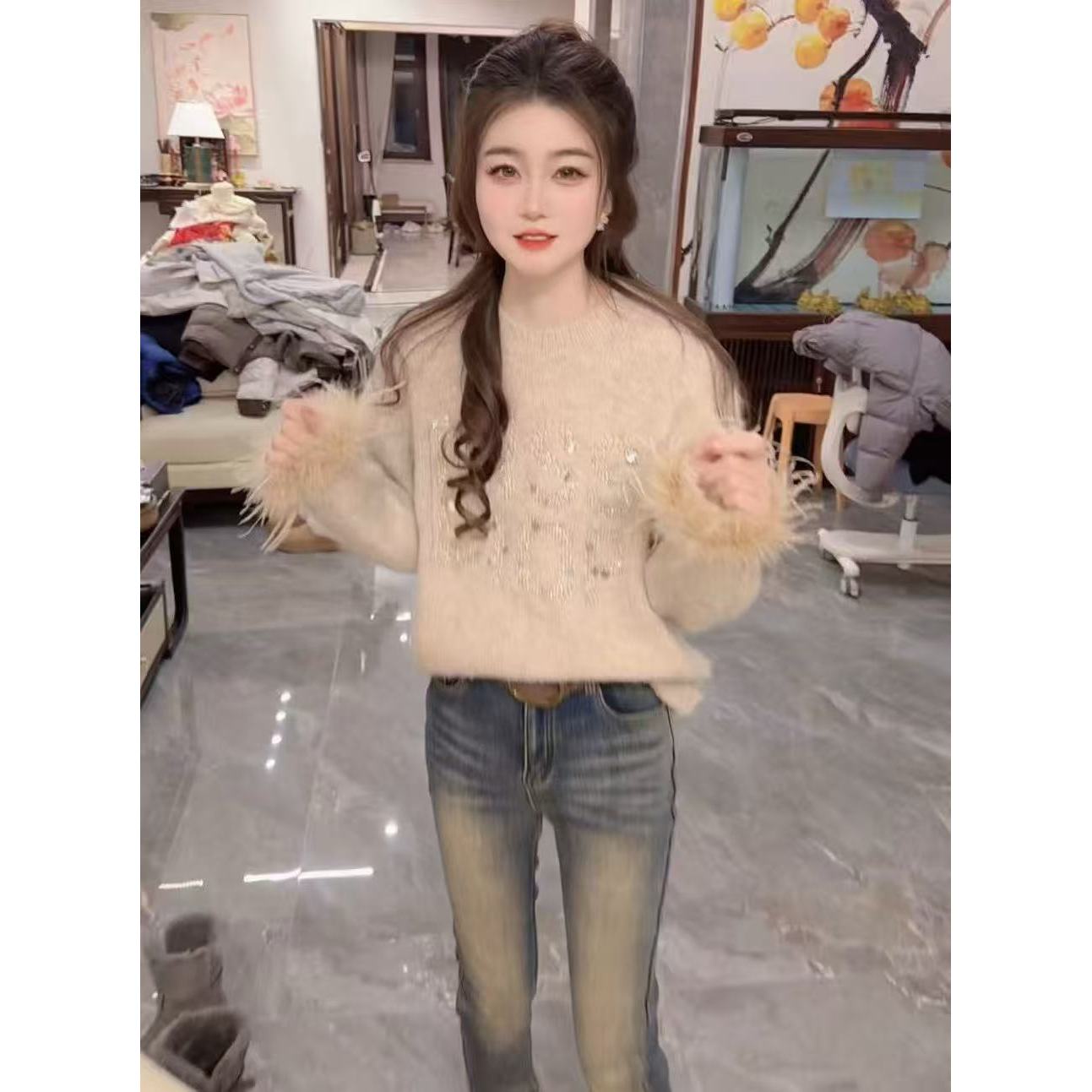 『闪耀的你L』设计显瘦百搭时尚毛衣1163