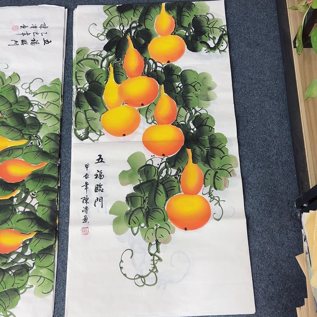 国画尺寸50X100手绘作品 