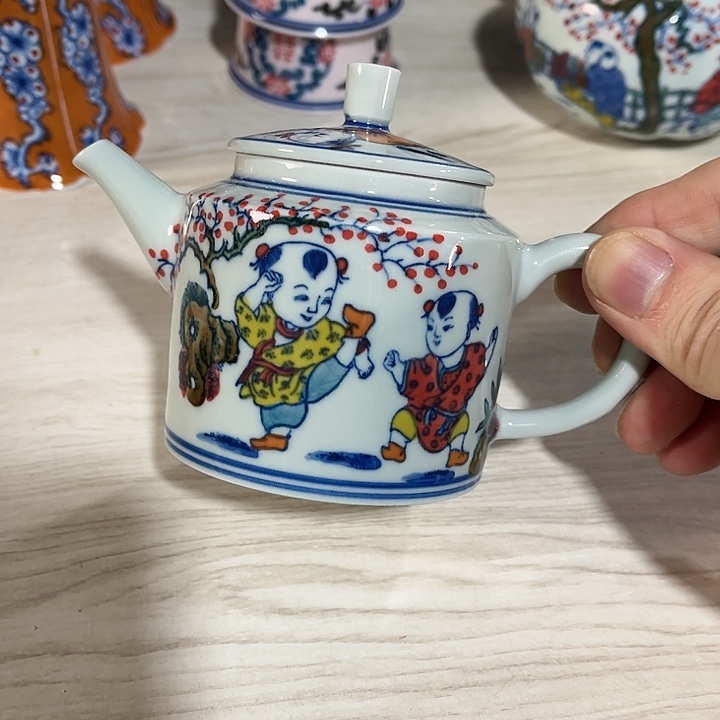 瓷片景德镇陶瓷茶壶 绿。
