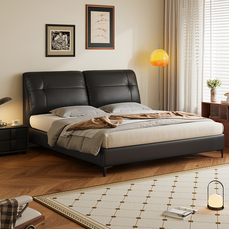 奔斯【国补立减】与辉同款真皮床1.8米x2米大床简约储物床主卧大床
