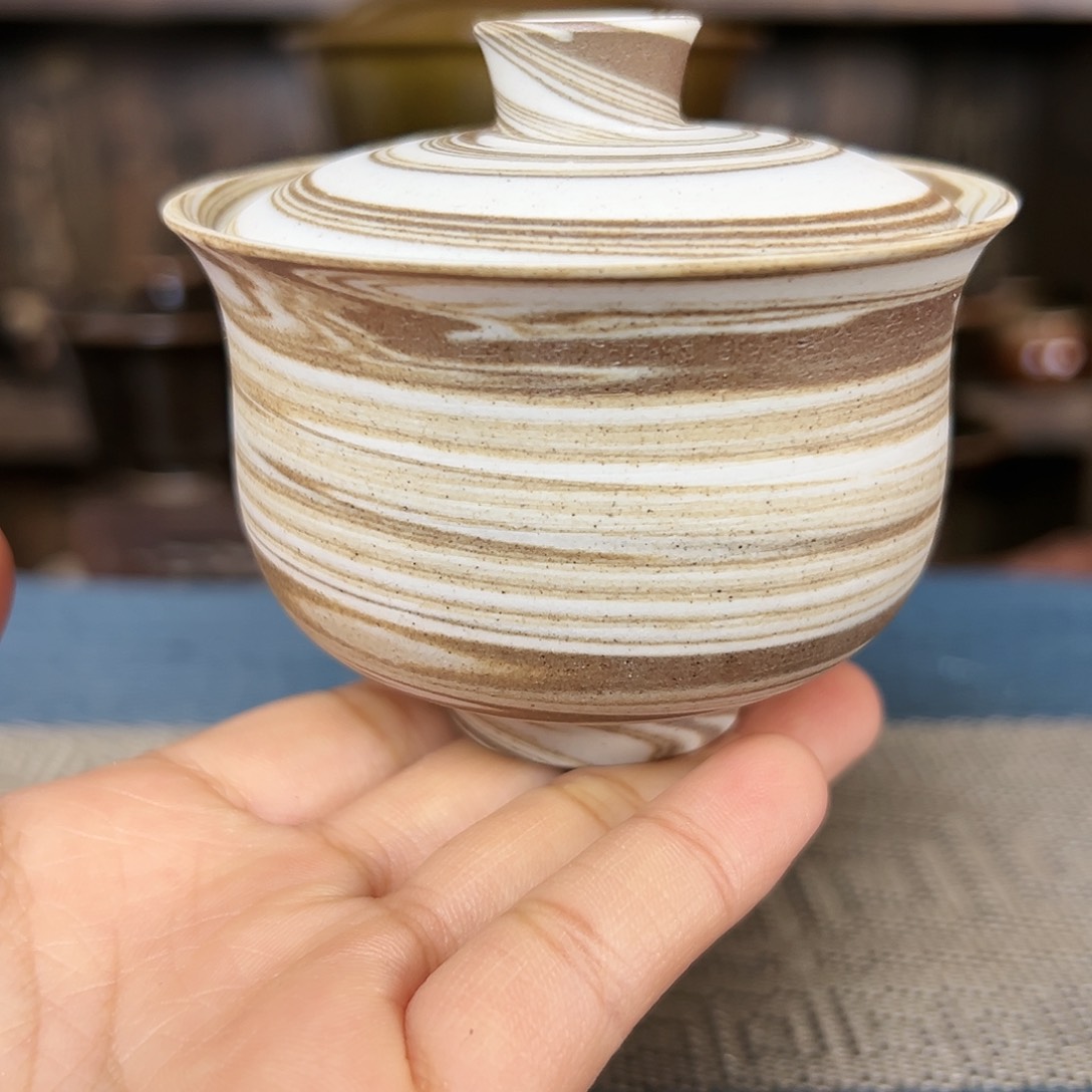 纯手工制作的搅胎泥两才盖碗