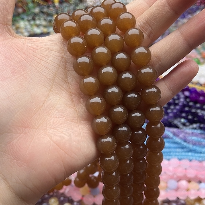 玛瑙/玉髓未镶嵌珠宝半成品一条12mm左右且末糖