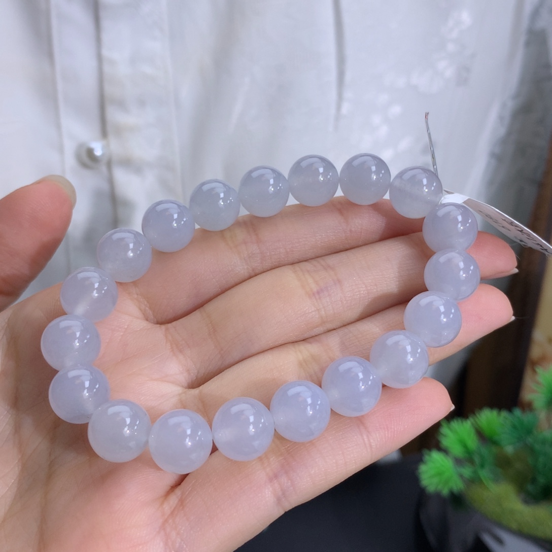 未镶嵌手串翡翠卡10冰胶白里透蓝