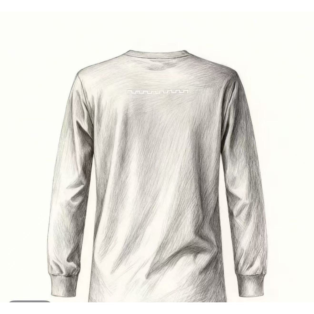 灰绿色长袖圆领衫圆领T恤