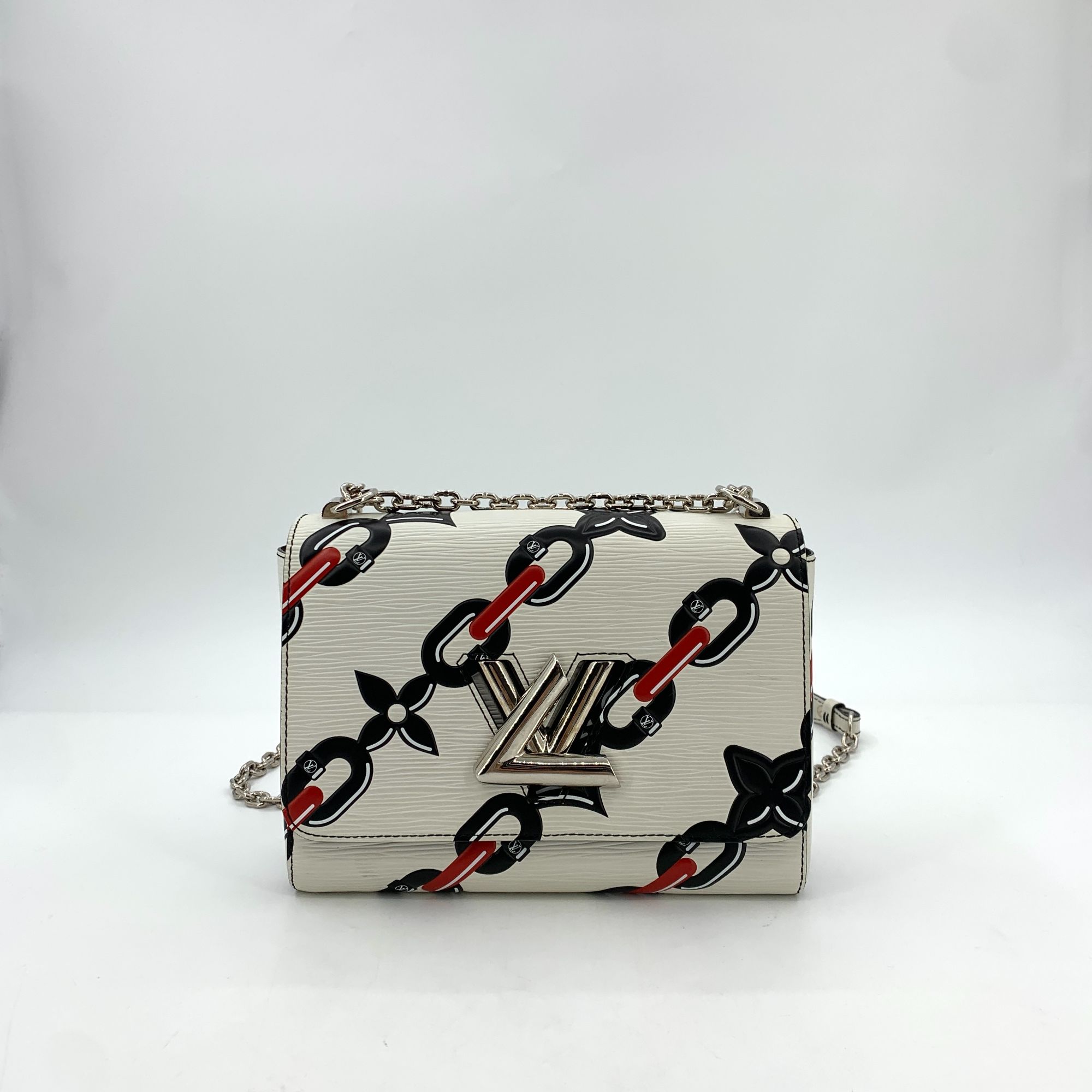 95新 LouisVuitton/路易威登 H19606白色印花斜挎链条包23*9*17cm