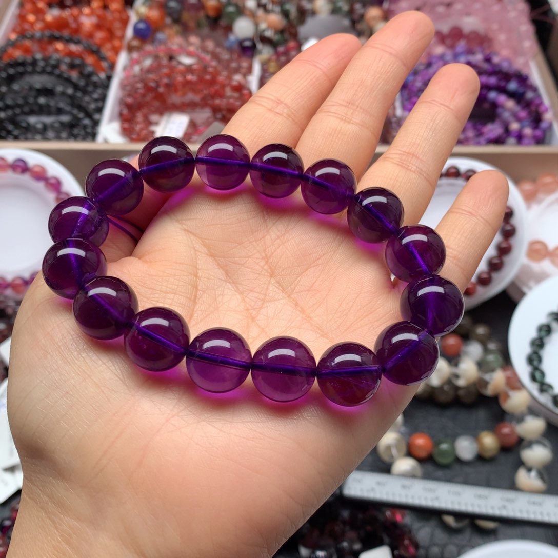 水晶手链未镶嵌好****?乌拉圭紫水晶13.5