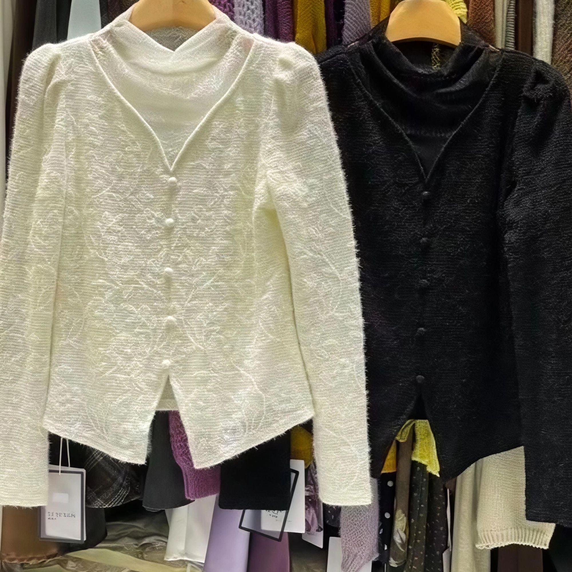 【0210 蕾丝衫】蕾丝衫显瘦网红蕾丝百搭半高领