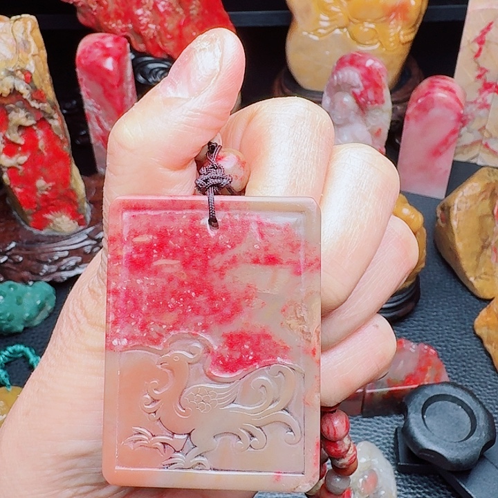 悟***昌化石昌化鸡血石精品挂件