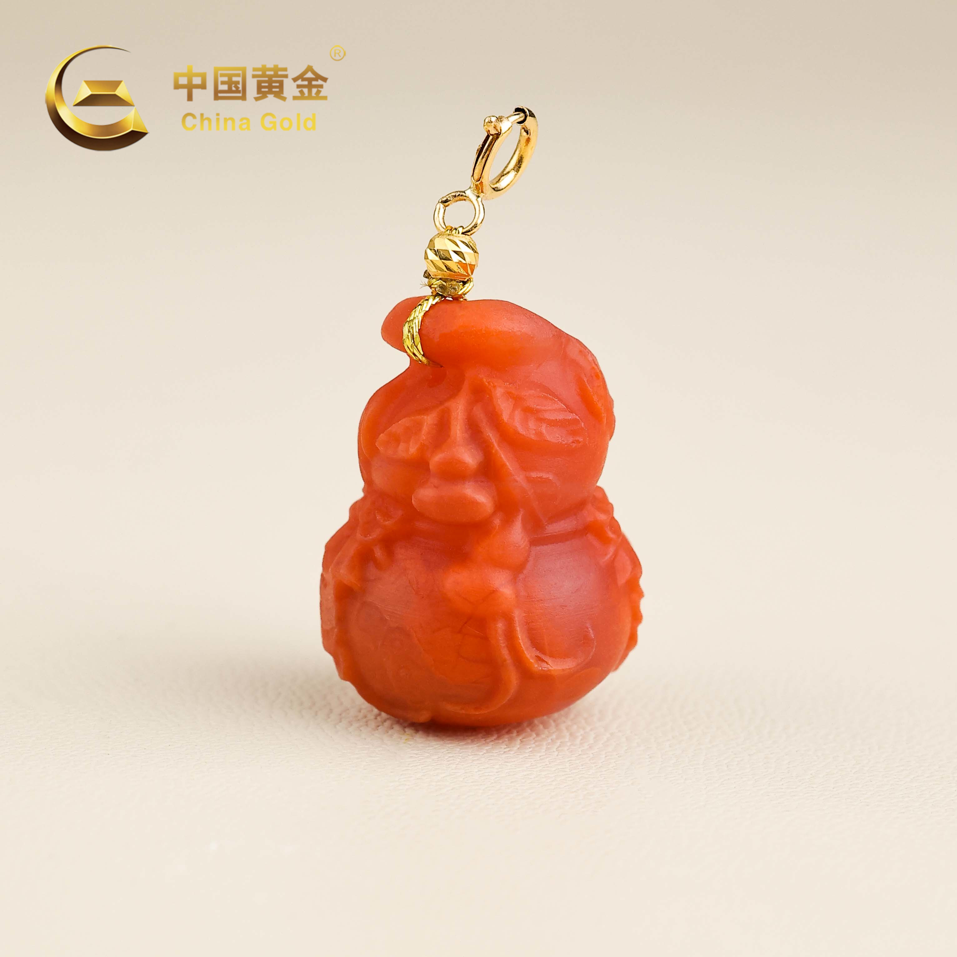  【中国黄金】多福 | 南红*吊坠*18K金镶嵌-D11452-臻